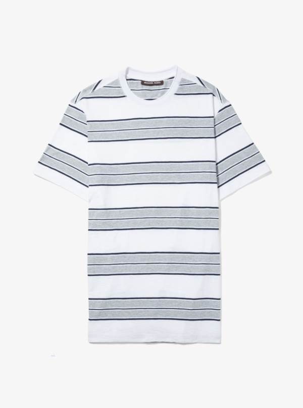 Panske Tricko Michael Kors Striped Slub Cotton Biele - Oblecenie Michael Kors Lacne | LDJFY-6319